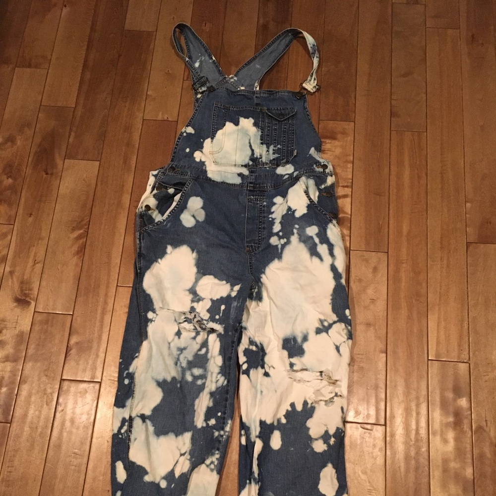 Distressed Acid Washed Overalls